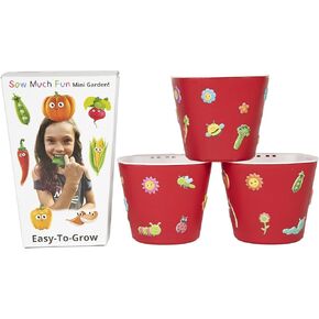 Window Garden Sow Much Fun Seed Starting, Vegetable Planting and Growing Kit for Kids, 3 Self Watering Planters, Soil, Seeds and Puffy Stickers. No Mess, Easy, Works Great! (Cherry Tomato)