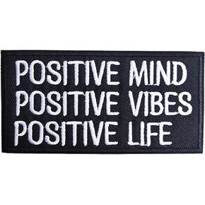 Funny Letters Positive Mind/Vibes/Life Iron On/Sew on Patch, Embroidered Patch Badge DIY Accessories for Hats Bags Clothes Jacket Jeans Dress Backpacks