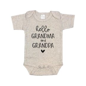 Hello Grandma & Grandpa Surprise Pregnancy Announcement Infant Bodysuit - Surprise Gift For Grandparents-to-be (White)