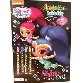 Nickelodeon Shimmer and Shine Bright Idea Book to Color - Includes 4 Milky Crayons (Black Pages to Color)