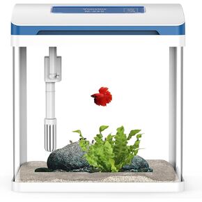 Betta Fish Tank 2 Gallon Glass Aquarium Starter Kit, Self-Cleaning Small Fish Tank with Adjustable 7-Color Light.
