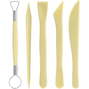 HARFINGTON 5pcs Plastic Clay Tools Double-Headed Crafts Modeling Kit Clay Sculpting Tools Pottery Carving for Shaping Cutting Decoration Embossing