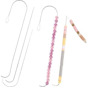 Aeaocvo 4 PCS Bead Spinner Needles, Beading Needles, Clay Bead Needle for Jewelry Making, Stainless Steel Bead Spinner Hooks, Needle for Bracelet Making, Bead Needles for DIY Crafts
