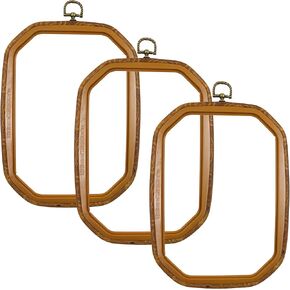 Resin Decorative Embroidery Hoop - 3 Pieces 10*7 inch Cross Stitch Hoops Set, Resin Embroidery Frame for Display Sewing Craft Hanging Ornament (Imitation Wood)