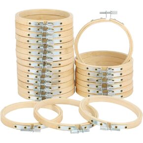 Caydo 24 Pieces 4 Inch Embroidery Hoops Bulk Wholesale Cross Stitch Hoop Ring for Embroidery, Art Craft Handy Sewing and Christmas Decoration