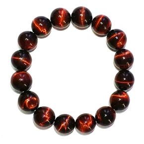 14MM Red Tigers Eye Bracelet for Unisex | Natural Healing Root Chakra Gemstones | Fits for 9" XLarge & Strong Wrist | Bring Luck & Fortune | Anxiety Stress Relief Spritual Gift for Friends Familys