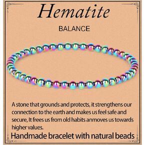 LPBeads Handmade Natural Gemstone Stretch Elastic Bracelet Healing Crystal Round Stone Beads Jewelry Gifts for Women Men