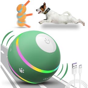 Dog Balls,The 3rd Generation Interactive Toys for Puppy/Small/Medium/Large Dogs,Improved Dog Rolling Effect Tennis Ball with Strap, Tough Motion Activated Automatic Moving Dog Ball Toys
