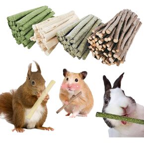 Bunny Chew Stick Rabbit Toy Treat 140g 4 in 1 Molar Stuff Organic Natural Snack Apple Branch Sweet Bamboo Timothy Hay Alfalfa Food Clean Teeth Hamster Chinchilla Parrot Gerbil Squirrel