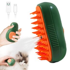 Cat Grooming Brush, 3 in 1 Cat Steamy Brush, Electric Cat Steam Brush with Self Cleaning Function, Silicone Massage, Clean and Removing Loose Hair for Cats and Other Pets