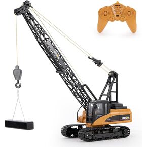 RC Crane Toy, 15CH Remote Control Crane for Boys 8-12, RC Crane Tower Construction Vehicles with Heavy Duty Metal Hook, Birthday Gifts Ideas for Kids Adults, 1:14 Scale Trucks (with Gift)