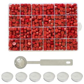 600Pcs Burgundy Sealing Wax Beads Octagon Wax Seal Beads with A Wax Spoon and 6Pcs Tea Candles for Making Wax Seals, Decor for Envelope Letter Wedding Invitation and Sealing Wine Bottle (Burgundy)