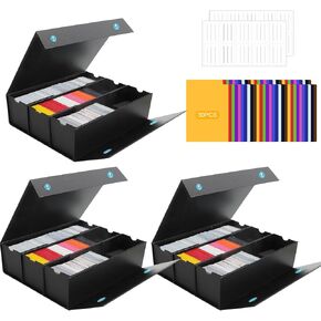 3-Pack Trading Card Storage Box, Holds 9000+ Bulk Cards, Card Organizer Box with Labels & Dividers, for TCG, YuGiOh, MTG, PTCG, Sport Cards