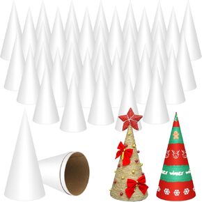 Thick Christmas Paper Mache Trees,Cardboard Craft Cones, Paper Mache Cones Open Bottom for Christmas Tree Gnomes Decorations DIY Art Crafts (10)