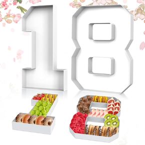 40 Set Cardboard Numbers for Charcuterie, 12'' Number Charcuterie Board Box, Number Paper Mache Box, Fillable Cardboard Numbers Food Tray for Party Decor Birthday Candy Chocolate Cupcake