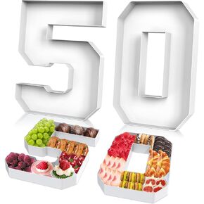 2 Pcs Cardboard Numbers Fillable, 12'' Paper Mache Numbers, Number Trays for Food Cupcake Chocolate Candy, Number Boxes for Charcuterie Birthday Anniversary Party Decoration(25)