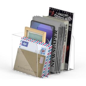 Magazine File Holder Acrylic,2 Pack Magazine Holder,Clear Desk Organizer Magazine Rack - Desktop Book Storage for Office Home Decoration