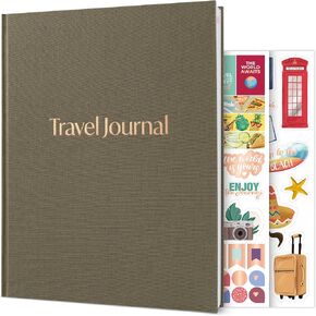 Skyline Travel Journal – Traveling Diary & Photo Journal – Vacation Essentials for Family, Men & Women – Bucket List Notebook (Olive)