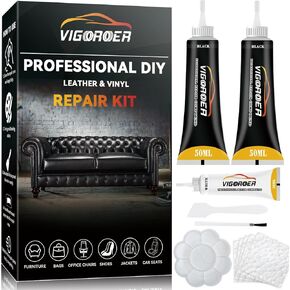 Black Leather Repair Kit for Furniture, Leather Seat Repair Kit for Cars, Easily Restore Car Interior, Sofa, Purse and Jacket, Restore Any Material with Super Easy Instructions