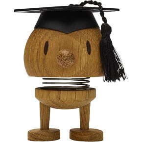 Hoptimist Dog Oak Bimble, Woody Brown, Home Decor Ornament - Danish Design, Wood W/Metal Spring, Small- Creates Cheerful Movement