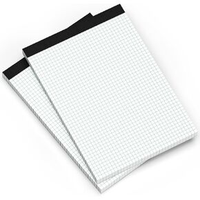 2 Pack Graph Paper Pad 8.5 x 11 Quad Ruled Graph Pads 4x4, White Grid Paper Pad Letter Size 8.5 x 11-Inch, Micro-Perforated Graph Paper Notebook Square Math Paper Writing Pads for Office School
