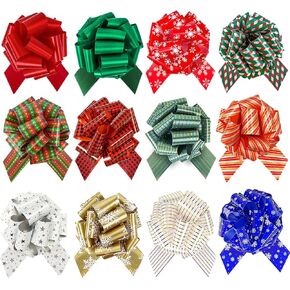 SIMISI RIBBON 24 Pcs Christmas Bows for Gift Wrapping Pull Bows and Ribbon for Presents, Gift Baskets