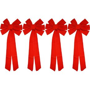 Black Duck Brand Set of 4 Christmas Red Velvet Bows 26" x11.5" 10-Loop Holiday/Christmas Bows!