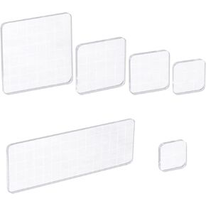 Thinp 6 Pcs Acrylic Stamp Block,Clear Acrylic Blocks for Stamping Clear Stamps with Grid Decorative Stamp Blocks Acrylic Clear Stamping Stamp Block Square Display Block Set Props for DIY Scrapbooking