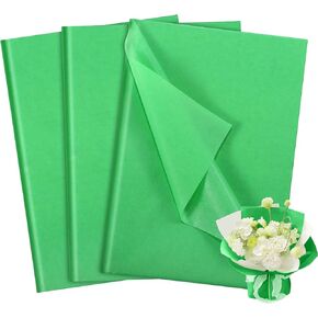 Naler 60 ورقة مناديل ورقية خضراء بالجملة لتغليف الهدايا مناديل ورقية فاخرة للديكور لحقائب الهدايا وأعياد الميلاد وحفلات الزفاف وعيد الفصح والديكور على شكل زهرة بوم بوم، 14x20 بوصة in Kuwait