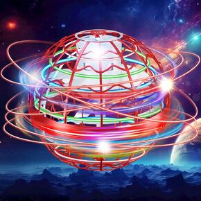 Flying Orb Ball، 2024 ألعاب كرة طائرة مطورة، كرة تحوم الكرة الكونية مع LED، طائرة بدون طيار يتم التحكم فيها يدويًا هدية ألعاب رائعة لعمر 6 7 8 9 10 11 12+ سنة هدية عيد ميلاد للأولاد والبنات (أزرق)