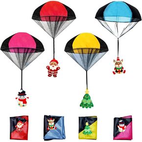 Parachute Toys, 4Pcs Christmas Parachute Toys, Christmas Toys for Kids Girls Boys, Stocking Stuffers for Kids, Hand Throw Flying Toys for Christmas Party Favors Xmas Gifts Goody Bag Filler