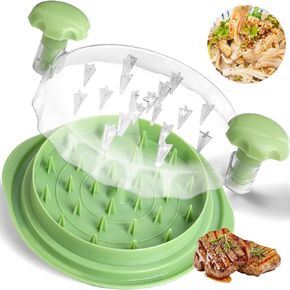 Large Chicken Shredder, 9.8"Chicken Shredder Tool Twist, Visible Meat Shredder Tool Twist with Clear Lid for Kitchen Tools, Ergonomic Handle and Anti-Slip Base, Dishwasher Safe, Heat Resistant (Green)