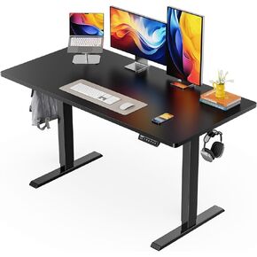 ErGear Electric Standing Desk, 48 x 24 inch Height Adjustable Sit Stand Up Desk, Computer Home Office Desk with 4 Memory Height Buttons, Two Pieces Desktop, Black, EGESD110B