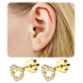 14K الذهب مطلي أقراط صغيرة للفتيات النساء هيبوالرجينيك الجراحية الصلب الغضروف شقة الظهر أقراط الفضة تشيكوسلوفاكيا الصليب اليدوية المسمار الخلفي أقراط الأزرار