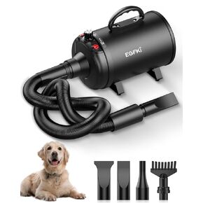 Dog Dryer, 5.2HP/ 3800W Pet Grooming High Velocity Force Blower with 4 Nozzles, Adjustable Speed and Temperature Dog Hair Dryers for Grooming