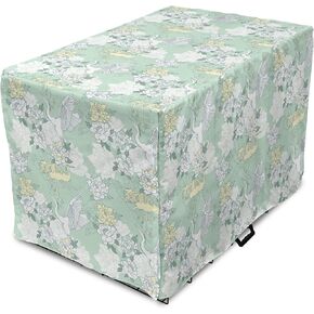 Lunarable Chevron Dog Crate Cover, Stripes Zigzags and Other Geometrical Shapes Pastel Colored Pattern, Easy to Use Pet Kennel Cover for Medium Large Dogs, 42 Inch, Mint Navy Blue Pale Blue