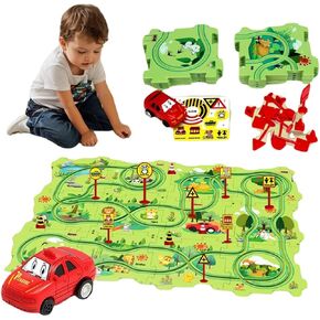 25 Pcs Puzzle Racer Kids Car Track Set - Toys for Ages 3 4 5 6 Toys Animals Jigsaw Puzzle Track Car PlaySet for Children's Educational Learning Toy Christmas Brithday Gifts（Zoon）