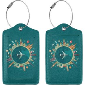 2 Pack Gamepad Luggage Tags for Suitcases, Retro Gamer Tag, PU Leather Bag Travel Name ID Label and Metal Loop, Birthday Gifts for Boy Kids Men