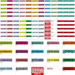 120PCS Home Moving Labels, 5 Color Coding Labels Packing Box Stickers with 20 Fragile Stickers & 20 Blank Ones, Apartment Moving Helper (Each Measures 2" x 3.6")