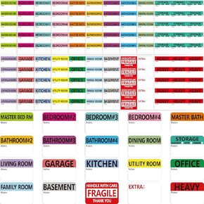 120PCS Home Moving Labels, 5 Color Coding Labels Packing Box Stickers with 20 Fragile Stickers & 20 Blank Ones, Apartment Moving Helper (Each Measures 2" x 3.6")