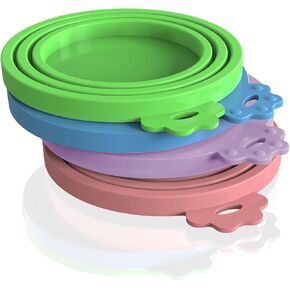 WANBAO 4 Pack Silicone Pet Food Can Lids for 3 Standard Size Food Cans for Pet Food Cans or Canned Goods, Multicolor Light Blue, Light Green, Light Purple, Pink