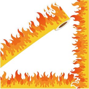 Fire Bulletin Board Border 32.8FT Red Orange Burning Fire Shaped Die Cut Trim Border Firefighter Trim Border for School Classroom Chalkboard Party Decoration (Fire)