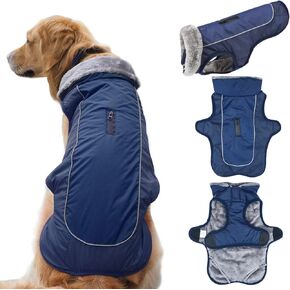 Warm Dog Coat Waterproof Dog Jacket Reflective Dog Winter Coat with Leash Hole, Adjustable Cold Weather Dog Clothes Dog Snowsuit Dog Coats for Small Medium Large Dogs