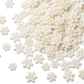 Crafare 120PCS Snowflake Resin Multi Size White Mini Snowflake for Craft Tiny Resin Snowflakes Small Christmas Embellishment Snow Shape for Christmas Ornaments