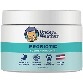 Under the Weather Pet Probiotics Powder for Cats | Vet Formulated Probiotic Supplement for Digestive Gut Health | Promotes Good Digestion & Immunity | Aids Occasional Diarrhea for Cats (2.54 Oz)
