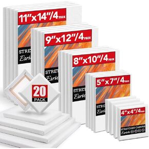 ESRICH 11x14 Canvases for Painting, 24 Pack Blank White Canvases for Painting - Cotton Paint Canvases for Oil, Acrylic & Watercolor Paint.