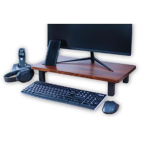 Rustic Wooden Monitor Stand for Computer & Laptop - Single Monitor Riser - Ergonomic Laptop Stand for Desk - Computer Accessories