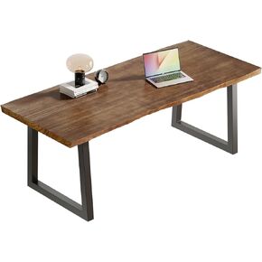 Rustic Style Solid Wood 55-inch Computer Desk - Large Office Desk for Home Office, Modern and Simple Design, Ideal for Study, Writing, Dining