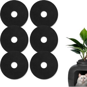 6pcs Hidden Cat Litter Box Filters, 7.87 Inch Round Cat Litter Box Activated Carbon Charcoal Filters Pet Litter Box Filters Replacement for Keeping Air Fresh Home Office Accessories (Black)