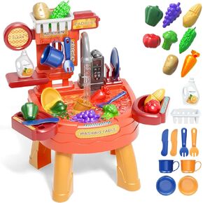 Toddler Water Table with Automatic Water Circulation System, Mini Water Play Table with Floating Pool Toys & Fishing Game, Interactive Bath Toys for Kids Toddlers Birthday Gift Presents